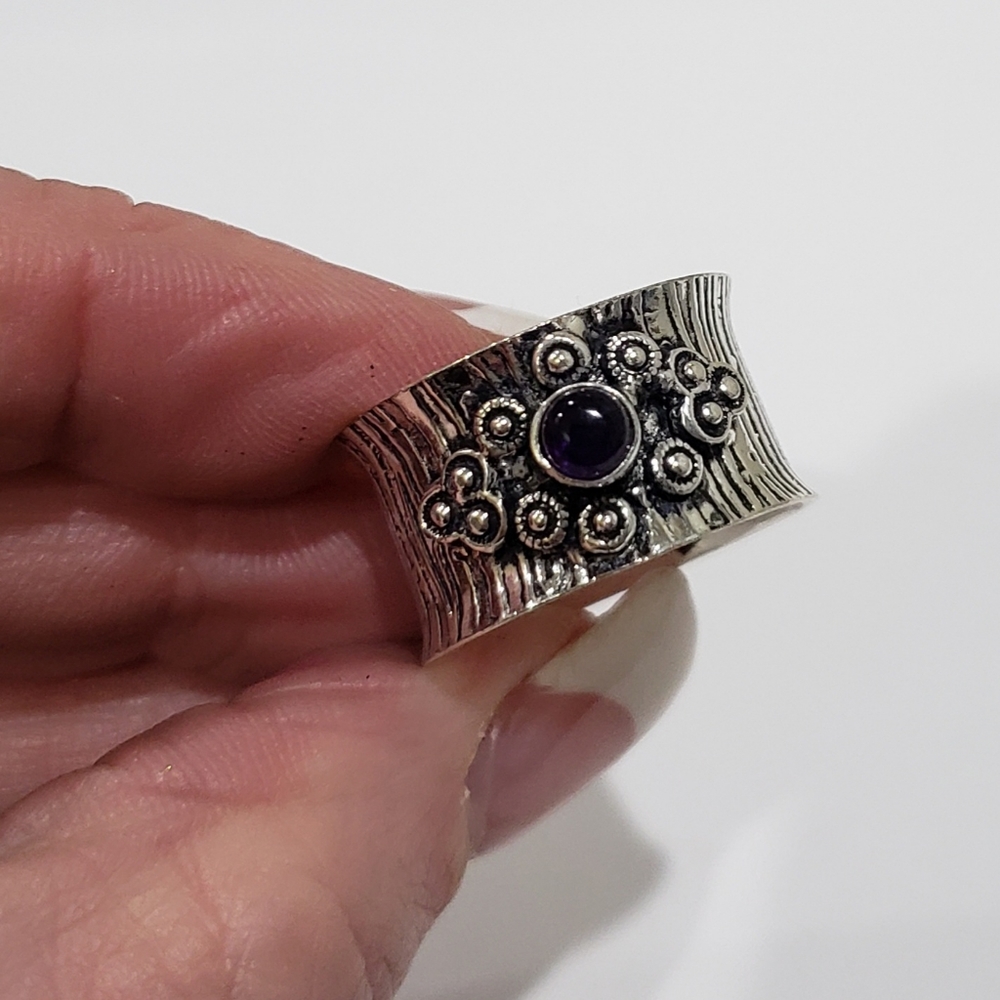 Amethyst Ring, 925 Silver Amethyst Ring, Amethyst… - image 3